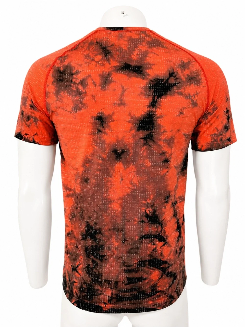 Lululemon Men’s Large Orange Black Tie Dye Short Sleeve Athletic Shirt